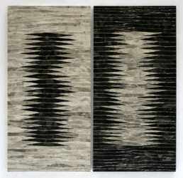 BIVITELINOS (diptico) 150&times;152,5 cm Acrilico s/papel, rasgado a mano y encolado s/madera 2006