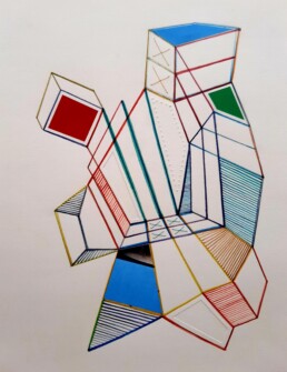 13-Acuarela, grafito, hilo, vinilo y collage, 32,9x25,6. 2024