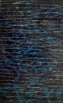 ESTRATOS Y MATICES 130&times;81 papel pintado con acr&iacute;lico, rasgado a mano y encolado s/lienzo 2025